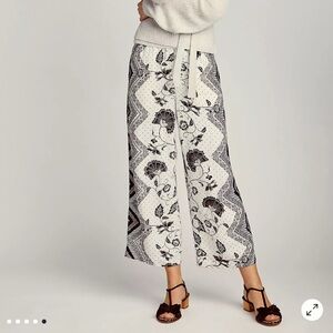 Anthropologie women Éterwé Wide Leg Crop Pants Size S Rayon Floral Boho Palazzo